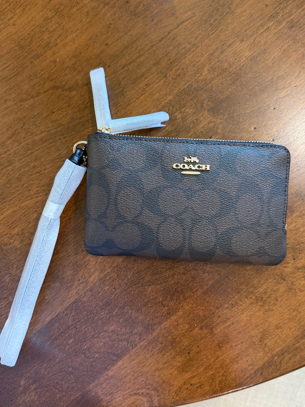 Coach Signature Canvas Wristlet Brown/Black NWT